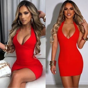 💋 Red Mini Halter Dress 💋